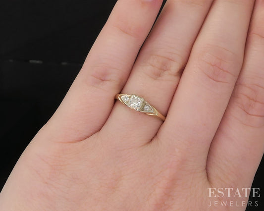 Antique 18k & 14k Yellow Gold OMC Natural .24ct Diamond Engagement Ring i19983b