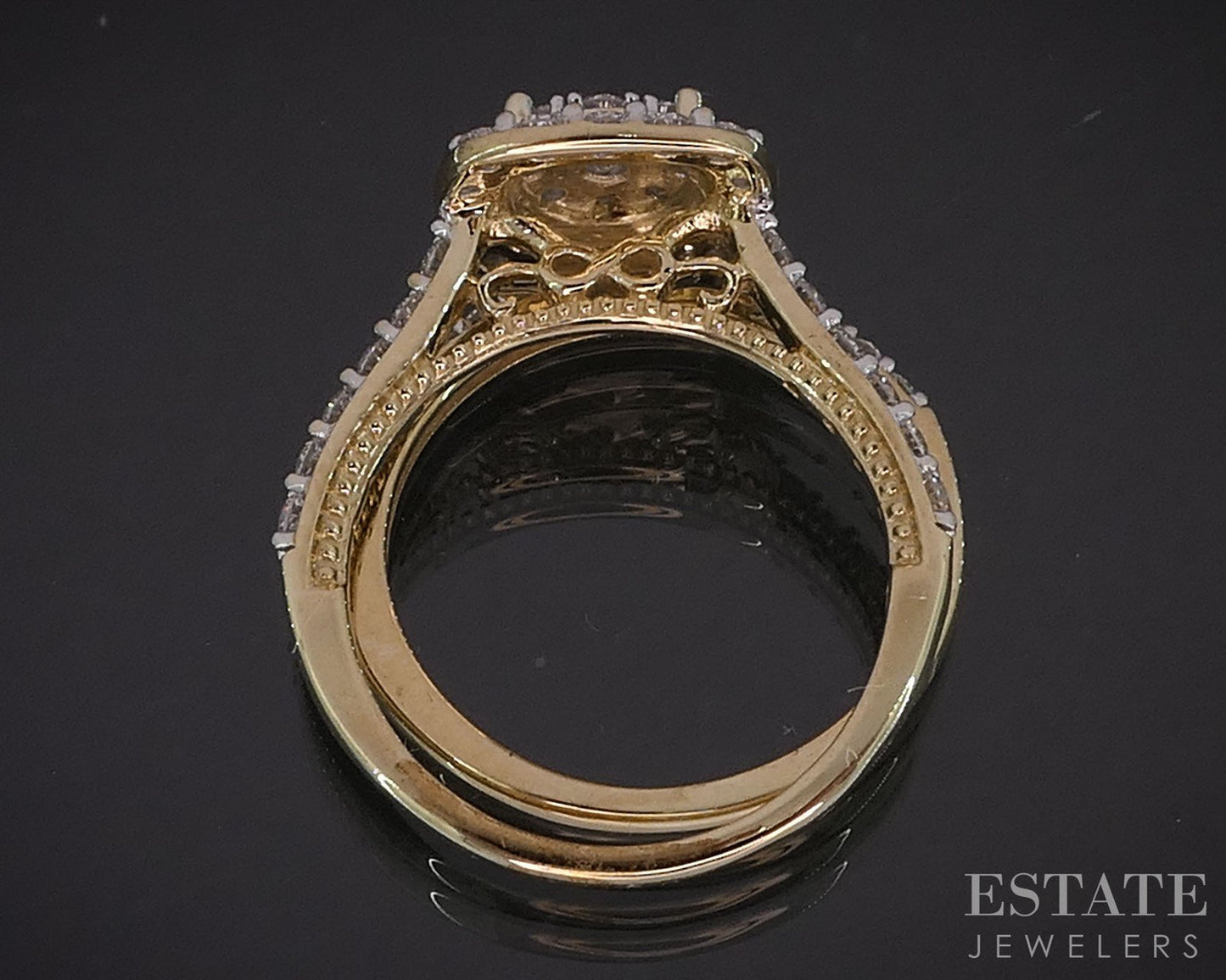 10k Yellow Gold Lab Created .78ctw Diamond Cluster Wedding Set 5g i19987b