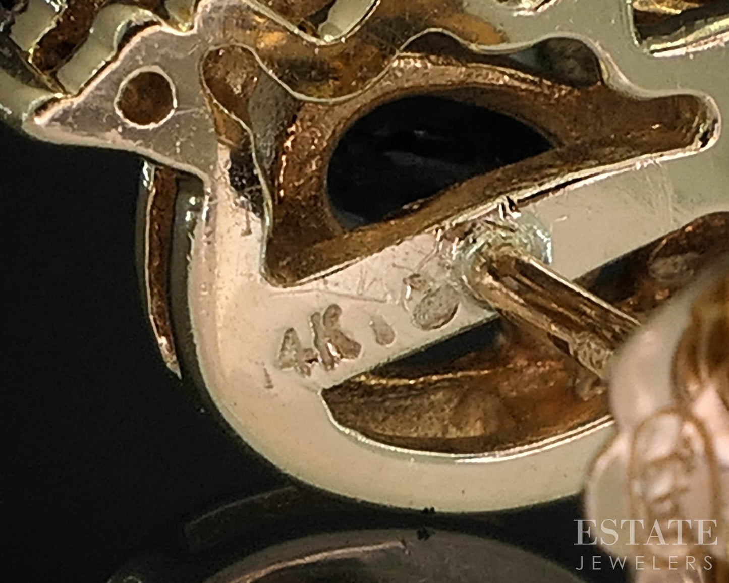 14k Yellow Gold Natural Sapphire & Diamond Stud Ladies Earrings 2.3g i19978b