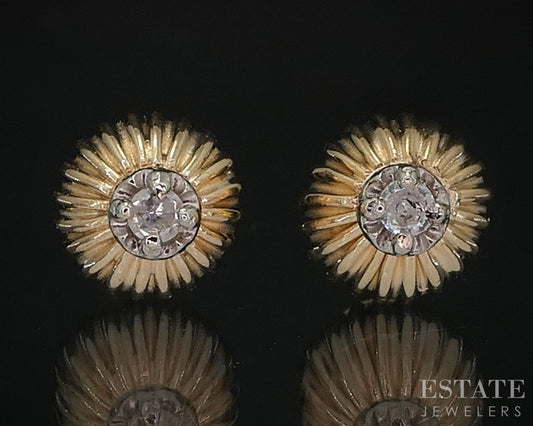 14k Yellow Gold Round Natural Diamond 5mm Ball Stud Earrings i19979b