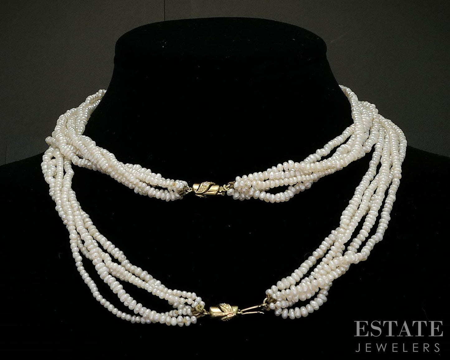 Antique 14k Yellow Gold Diamond Seed Pearl Bracelet Necklace Set i19998b