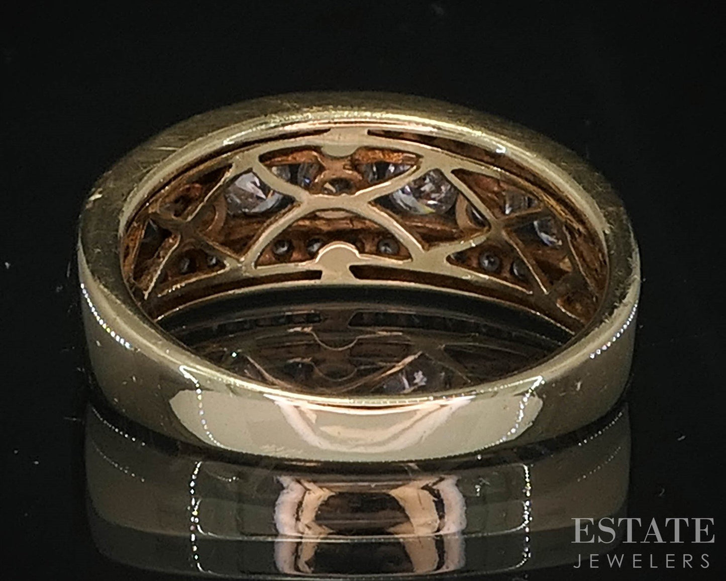 14k Yellow Gold Round Natural .87ctw Diamond Ladies Band Ring 4.5g i19999b