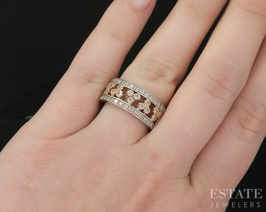 14k Rose & White Gold Natural .20ctw Diamond Ladies Band 8.4g i19961b