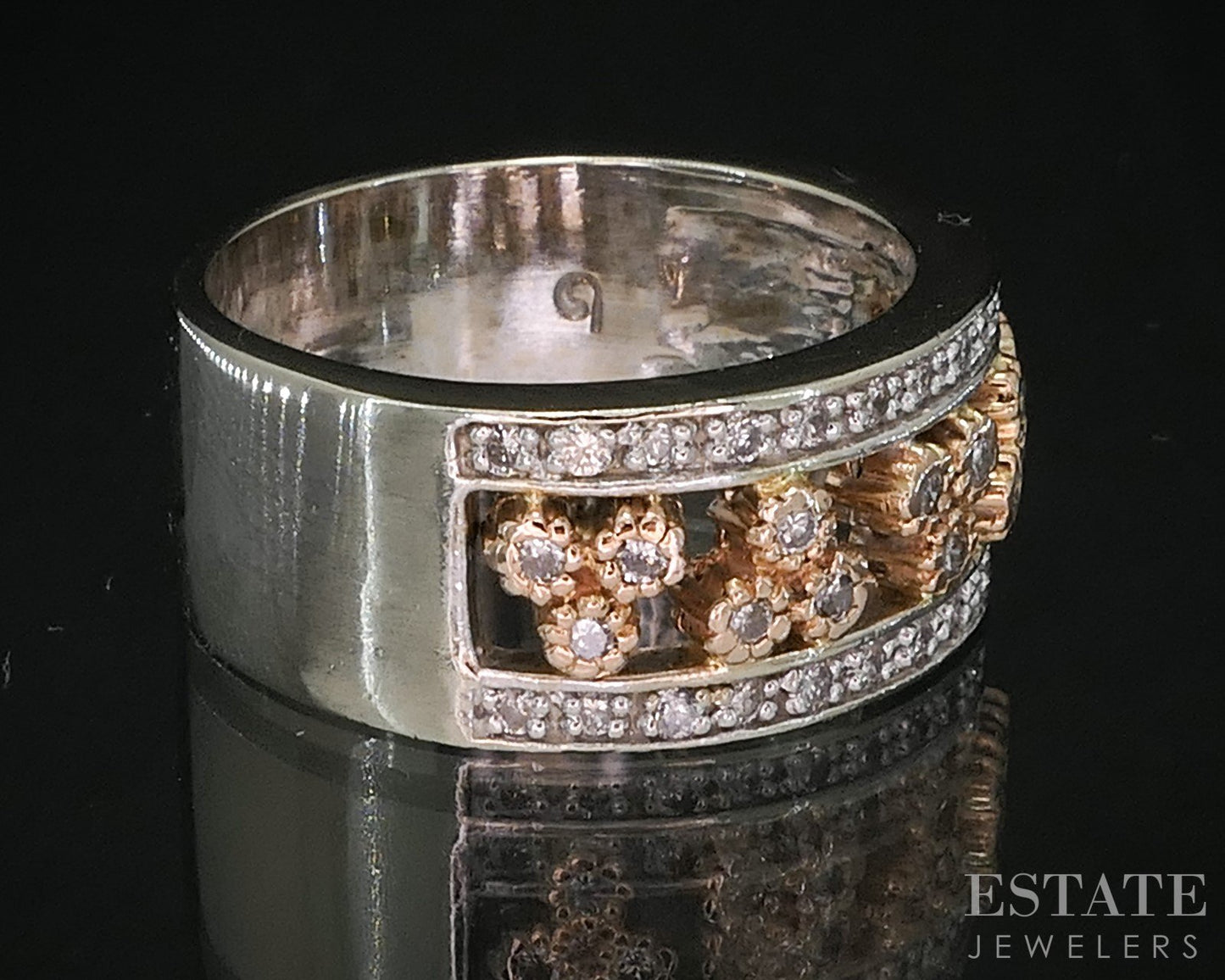 14k Rose & White Gold Natural .20ctw Diamond Ladies Band 8.4g i19961b