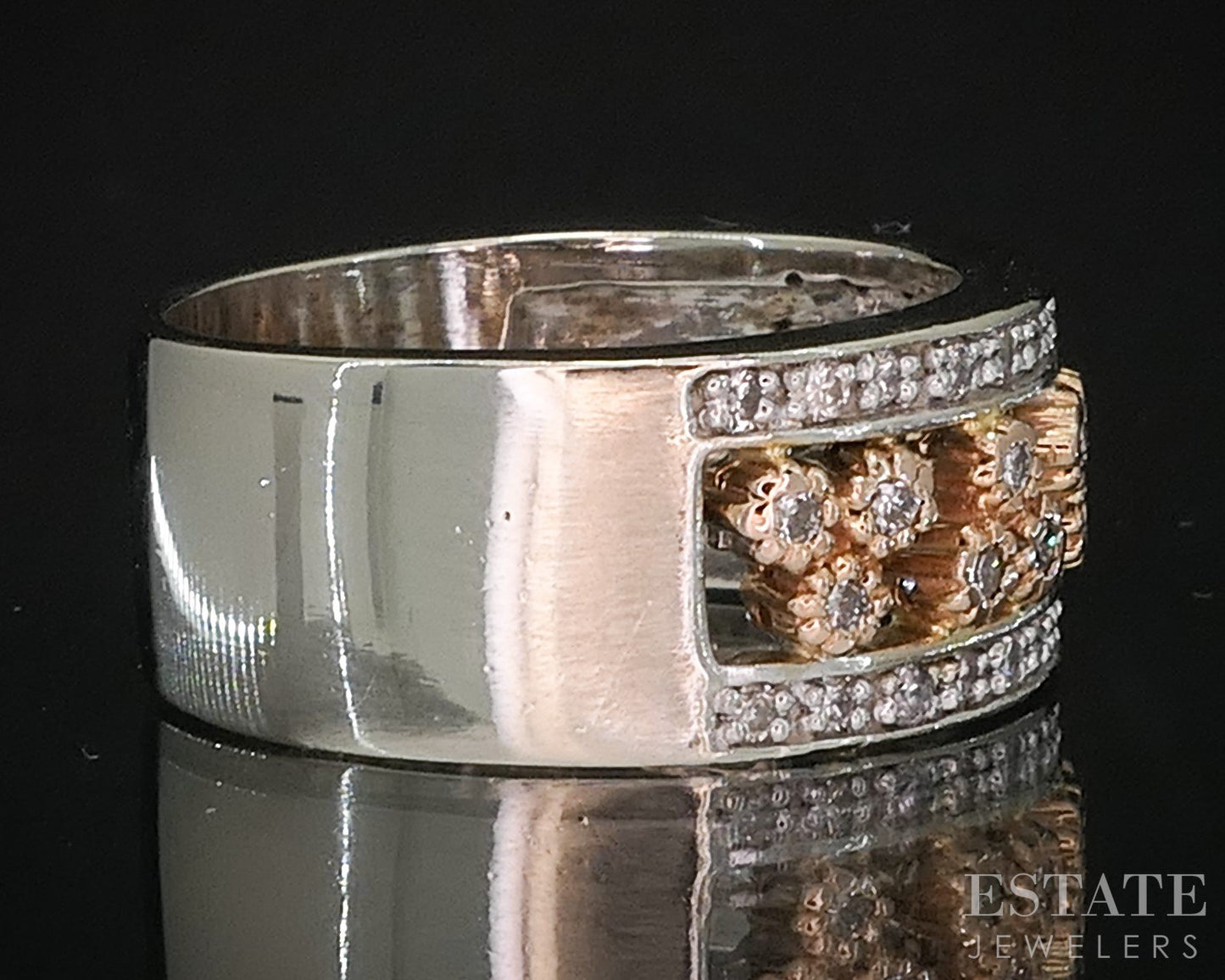 14k Rose & White Gold Natural .20ctw Diamond Ladies Band 8.4g i19961b