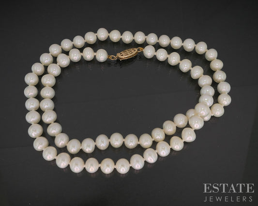 14k Yellow Gold 6mm Freshwater Pearl Ladies Necklace 18"L i19975b