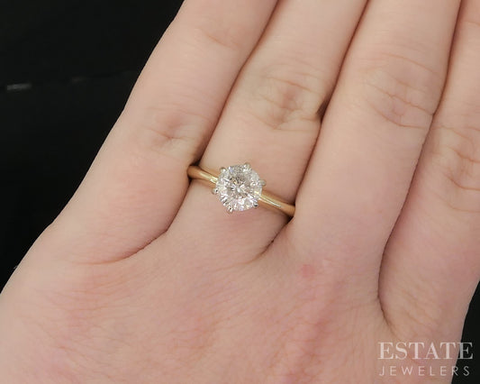 14k Yellow Gold Round Natural 1.15ct Diamond Solitaire Engagement Ring i19970b