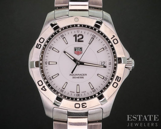 Tag Heuer Aquaracer Date WAF1111 White Dial Stainless Mens Watch i20003