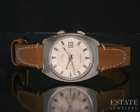 Vintage Glycine Alarm Date 396.134 Stainless Mens Watch i20001