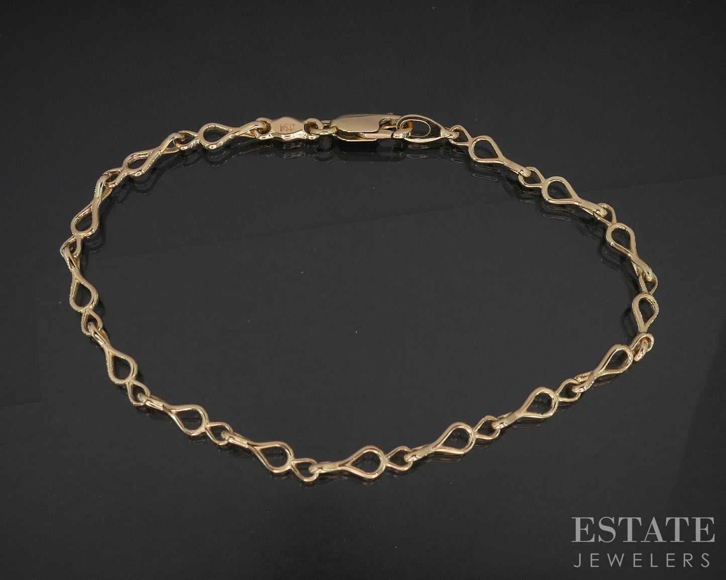 14k Yellow Gold Fancy Chain Link Ladies Bracelet 5.6g 8"L i19973b