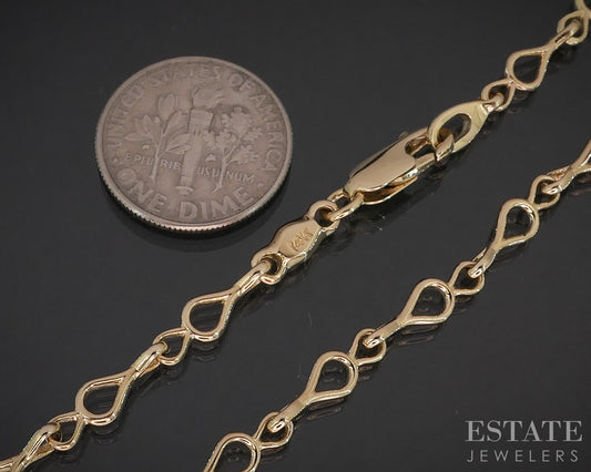 14k Yellow Gold Fancy Chain Link Ladies Bracelet 5.6g 8"L i19973b
