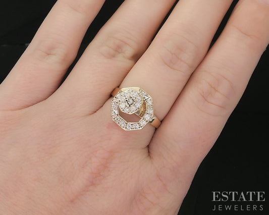 Vintage 14k Yellow Gold Natural Diamond Ladies Spinner Ring 4.0g i19966b