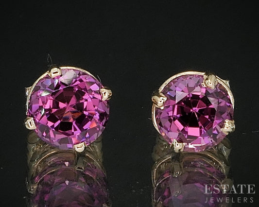 14k Yellow Gold Round Natural Pink Tourmaline Stud Earrings i19965b