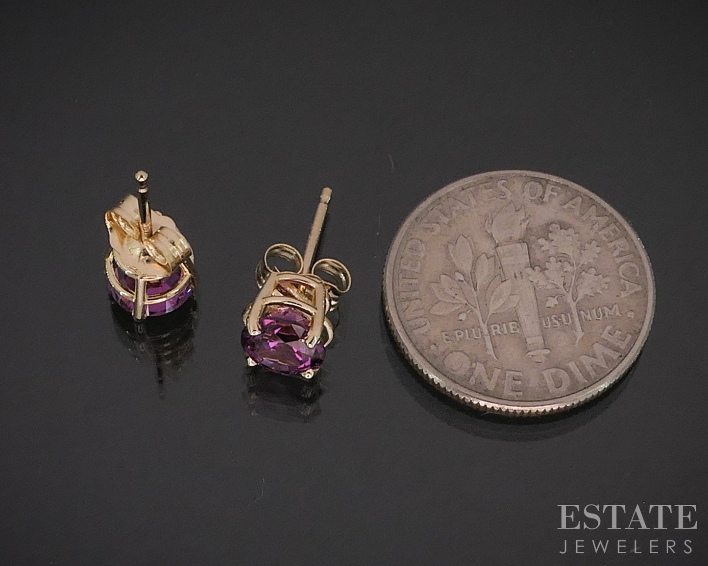 14k Yellow Gold Round Natural Pink Tourmaline Stud Earrings i19965b
