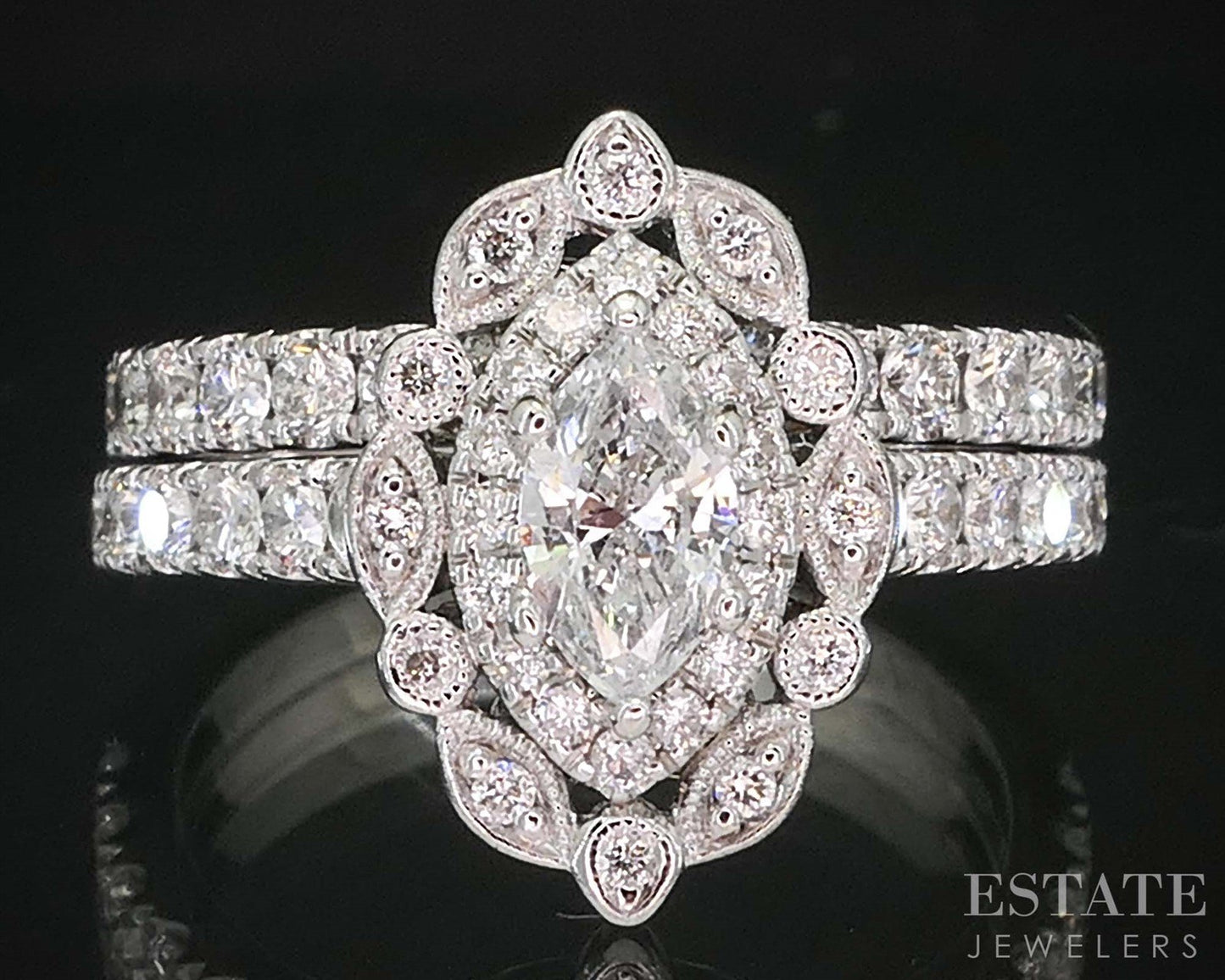 14k White Gold Marquise Natural 1ctw Diamond Neil Lane Wedding Set 6.3g i20011