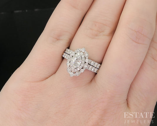 14k White Gold Marquise Natural 1ctw Diamond Neil Lane Wedding Set 6.3g p88903