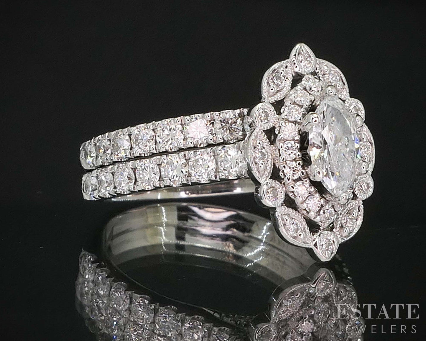 14k White Gold Marquise Natural 1ctw Diamond Neil Lane Wedding Set 6.3g i20011