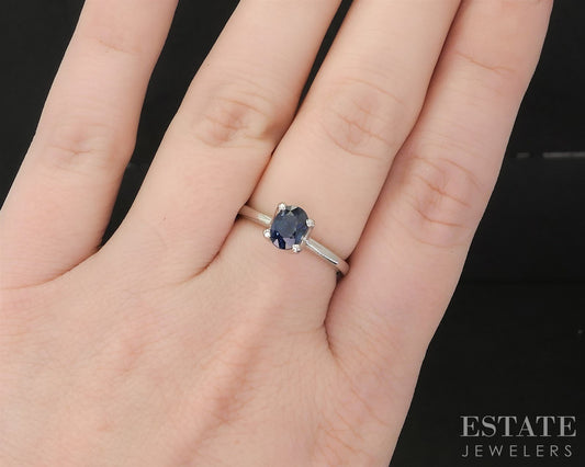 Platinum Oval Natural 1.11ct Blue Sapphire Solitaire Ring 4.8g i20017