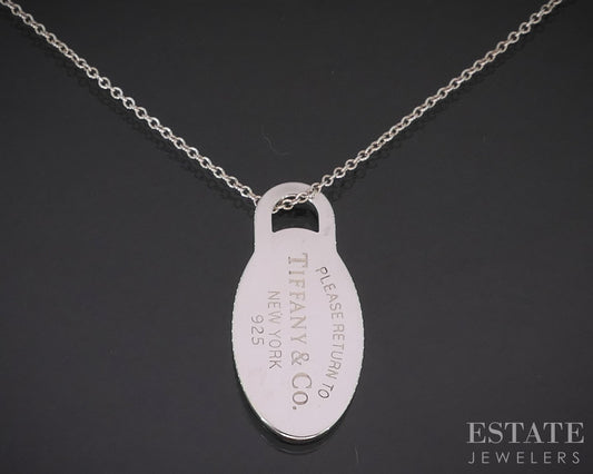 Sterling Silver Tiffany & Co. Return To Tiffany Tag Necklace 3.6g 18"L i19959