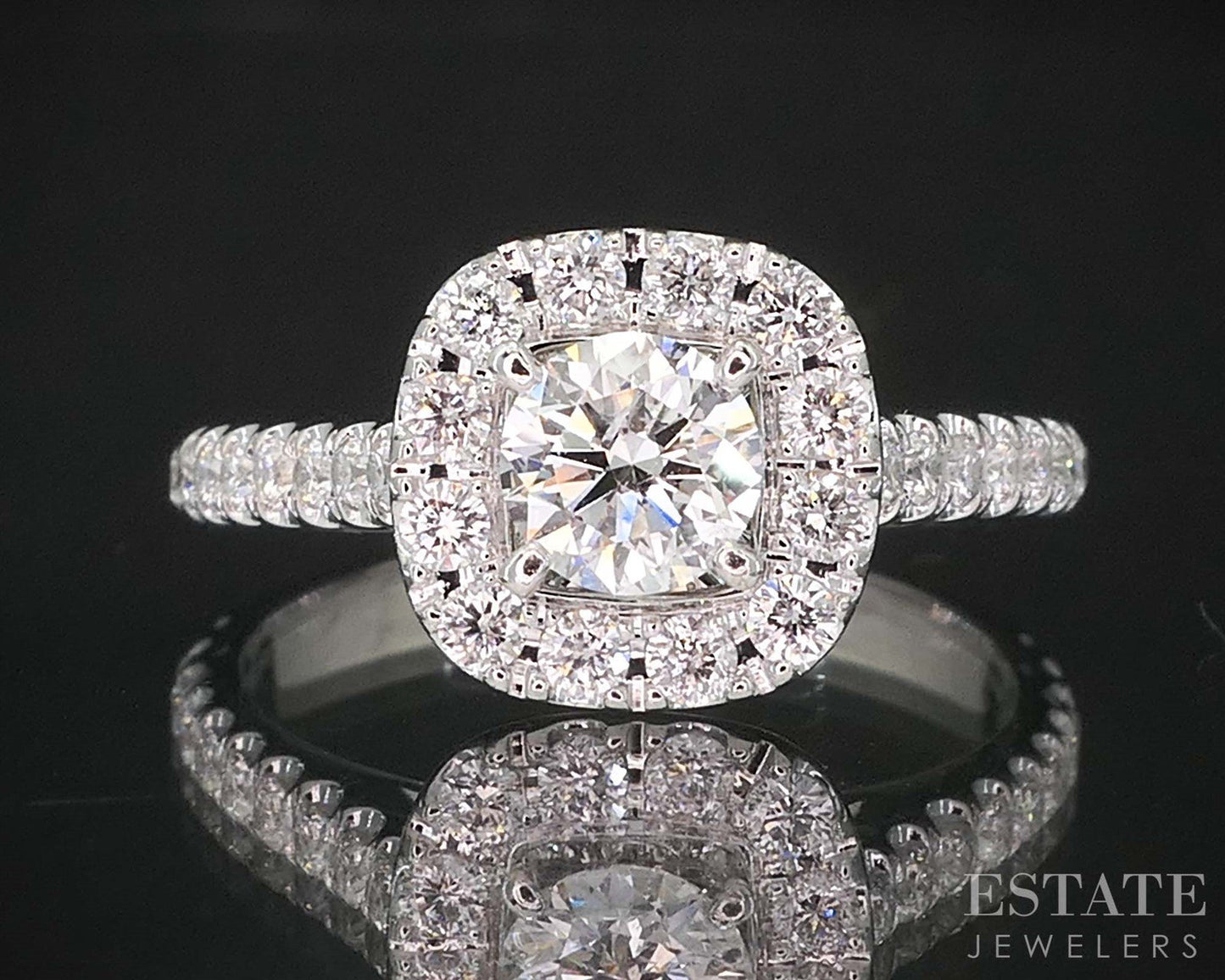 14k White Gold Round Natural .94ctw Diamond Neil Lane Engagement Ring 4g i19957