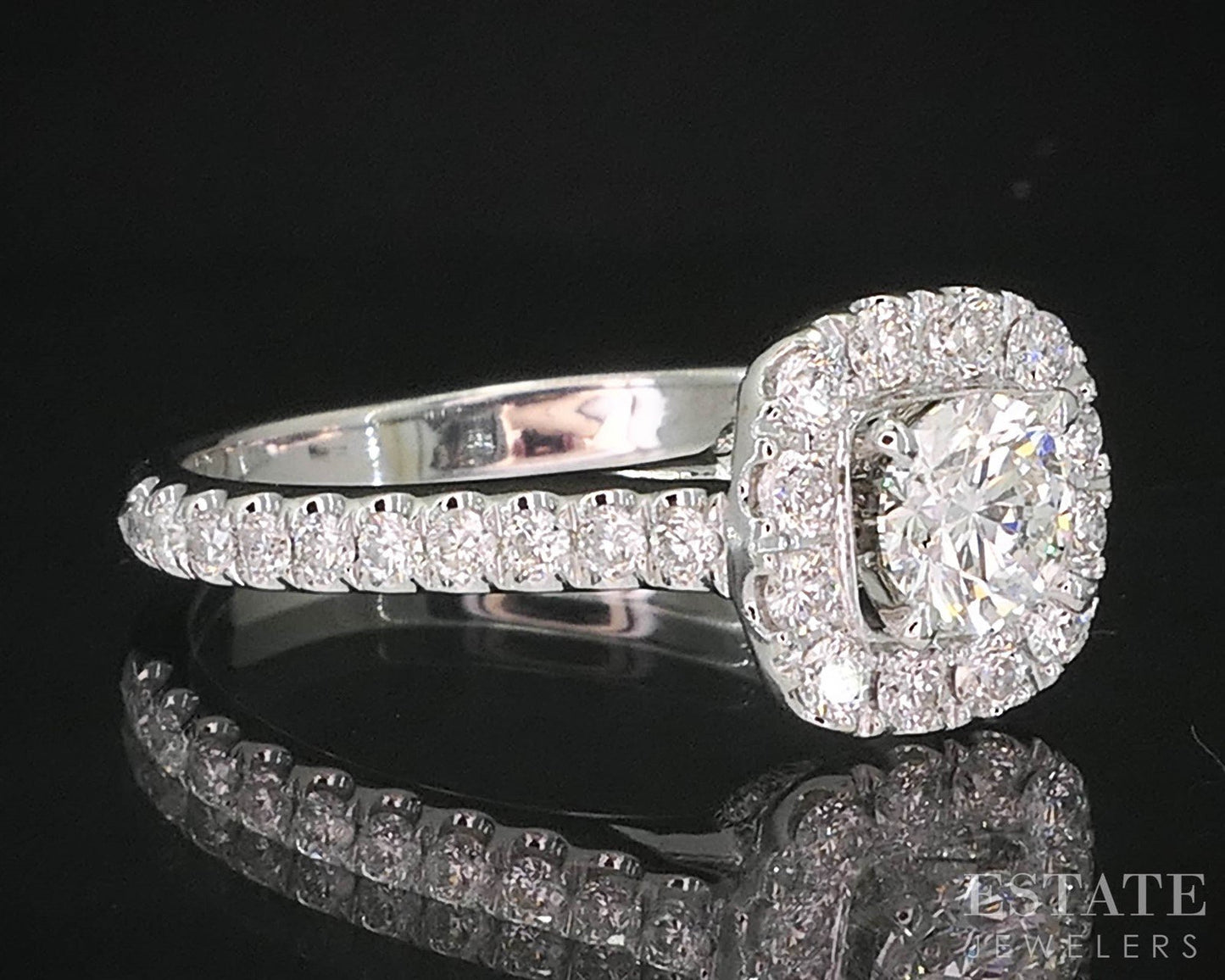 14k White Gold Round Natural .94ctw Diamond Neil Lane Engagement Ring 4g i19957