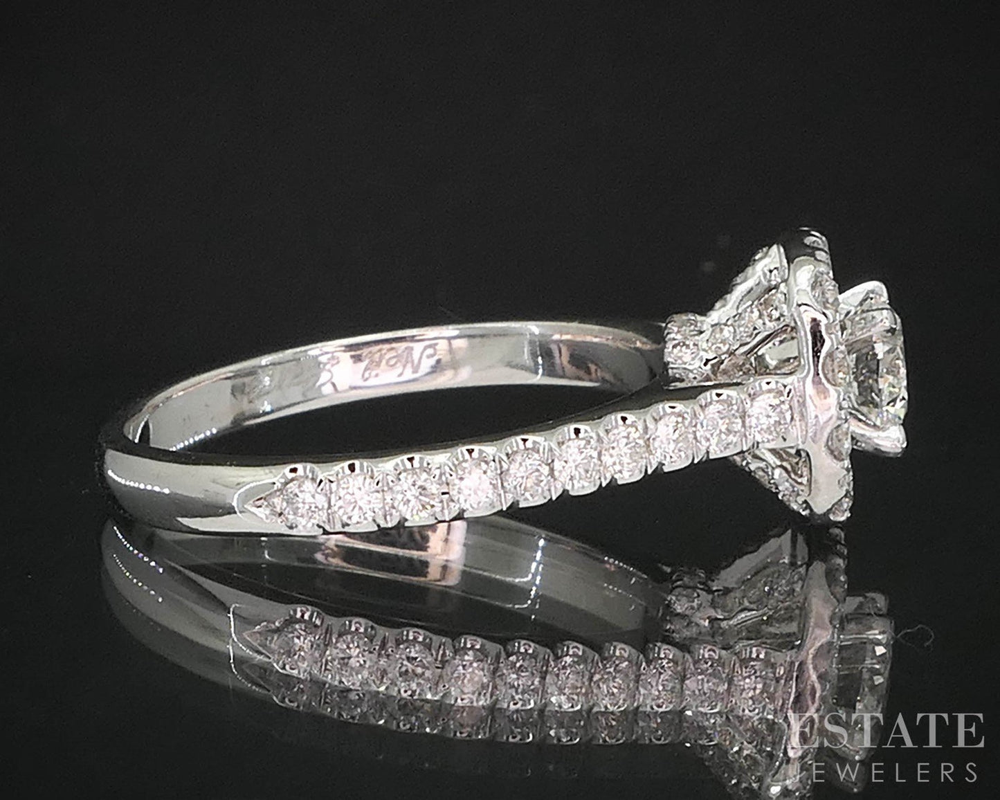 14k White Gold Round Natural .94ctw Diamond Neil Lane Engagement Ring 4g i19957