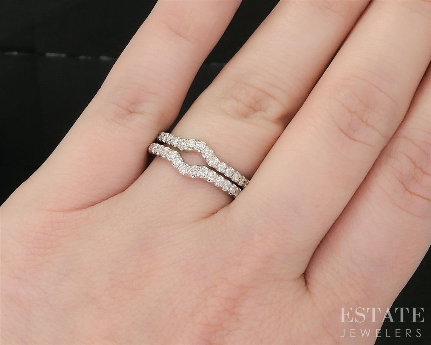14k White Gold Natural .25ctw Diamond Neil Lane Wedding Band Set 4.2g i19958