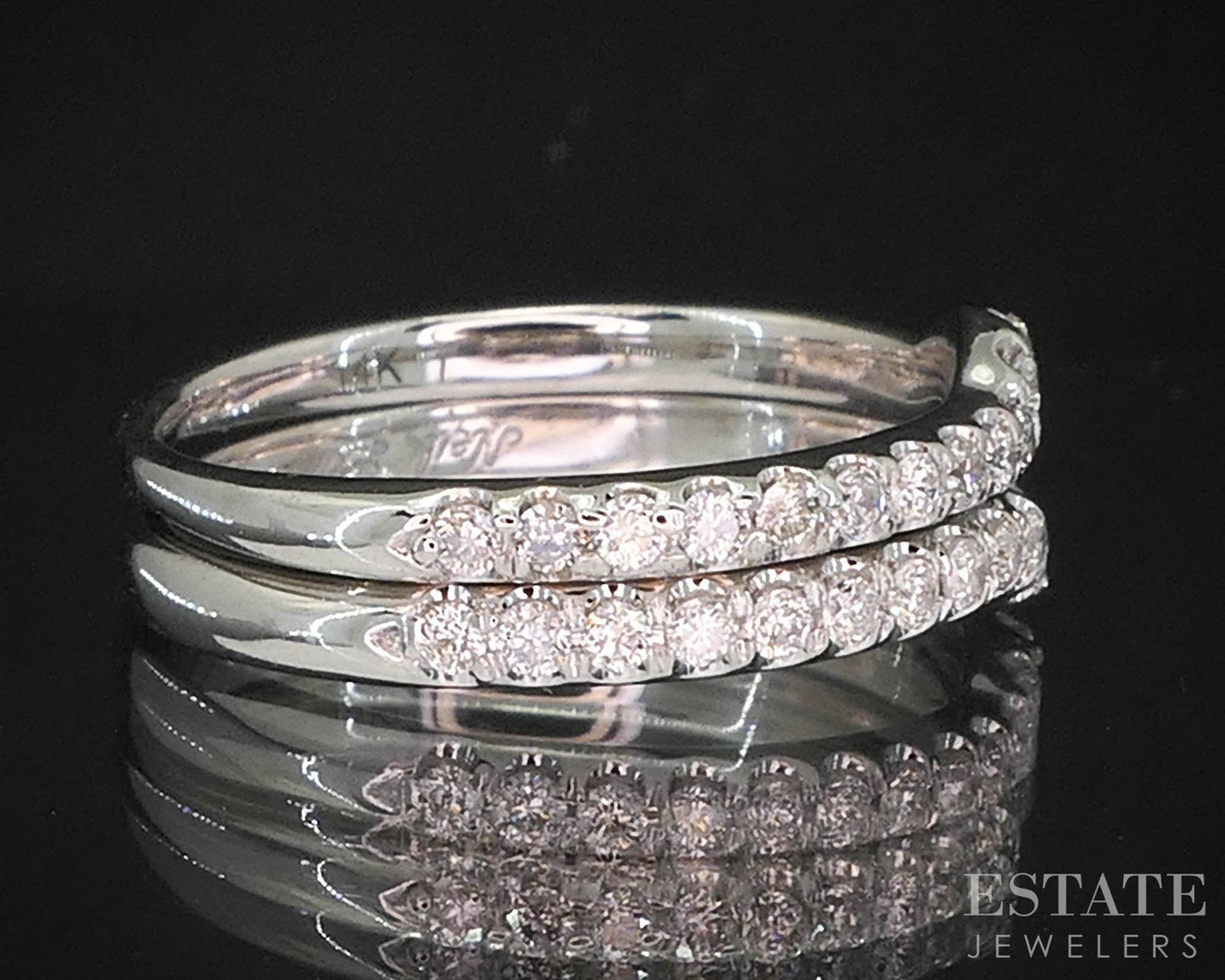 14k White Gold Natural .25ctw Diamond Neil Lane Wedding Band Set 4.2g i19958