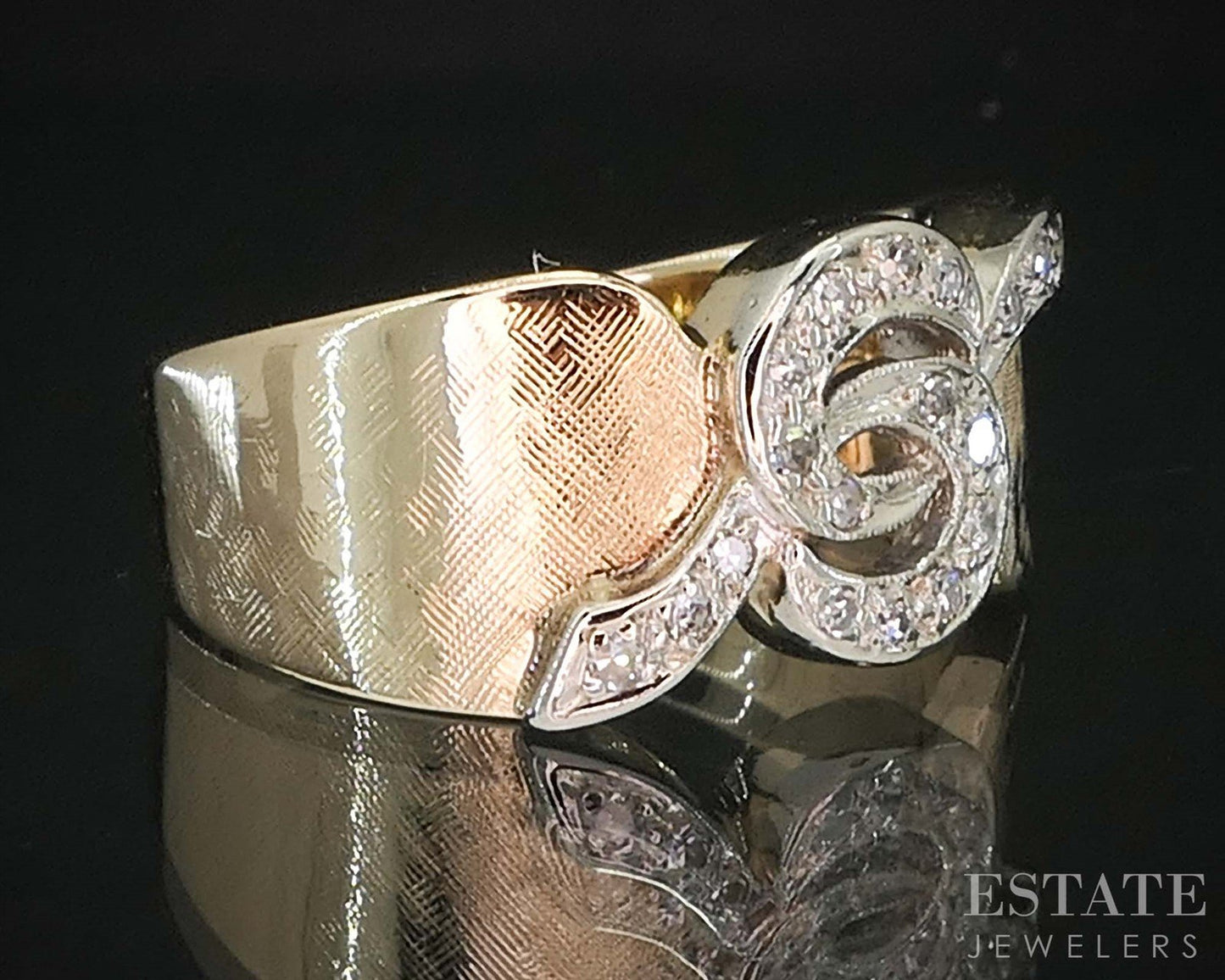 Vintage 14k Yellow Gold Single Cut Natural .10ctw Diamond Ladies Band 6g i20014