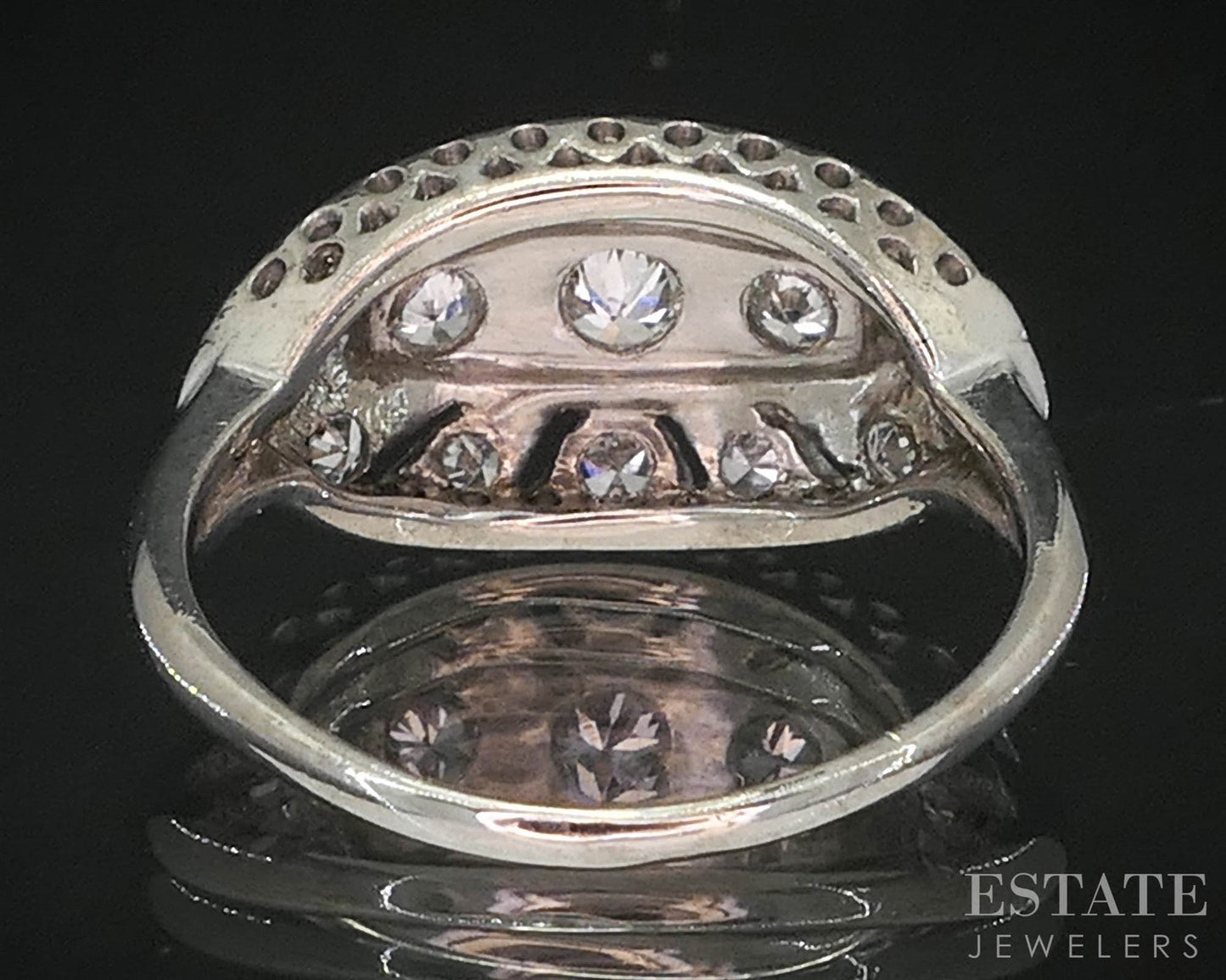 Vintage Palladium Natural .44ctw Diamond Filigree Ladies Ring 3.4g i20020