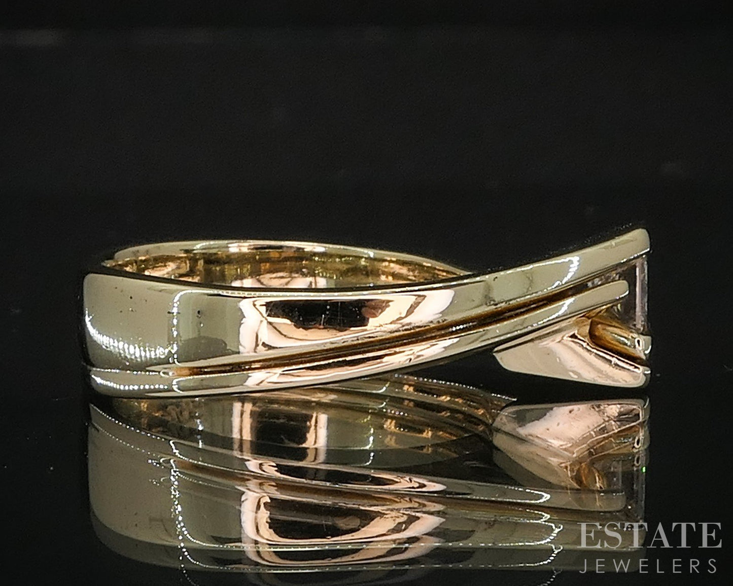 14k Yellow Gold Princess Natural .24ct Diamond Solitaire Bypass Ring 8.6g i20028