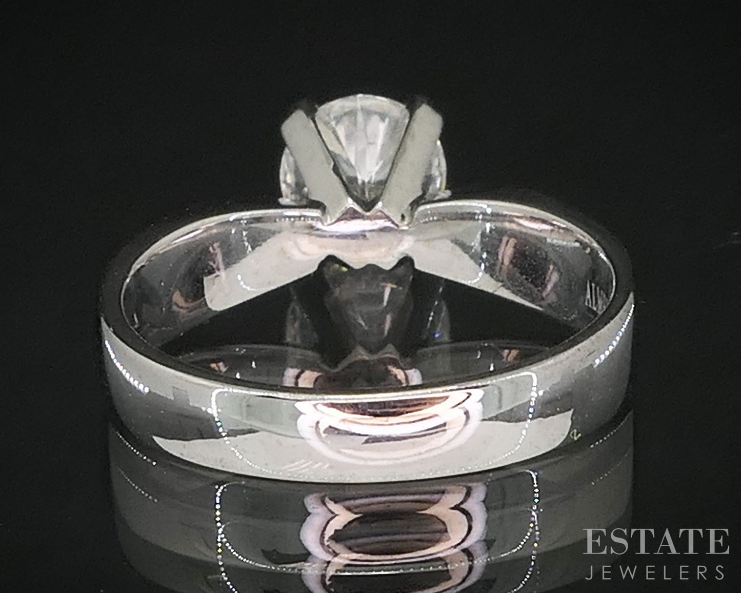 14k White Gold Round Natural 1.05ctw Diamond Engagement Ring 4.3g i20065