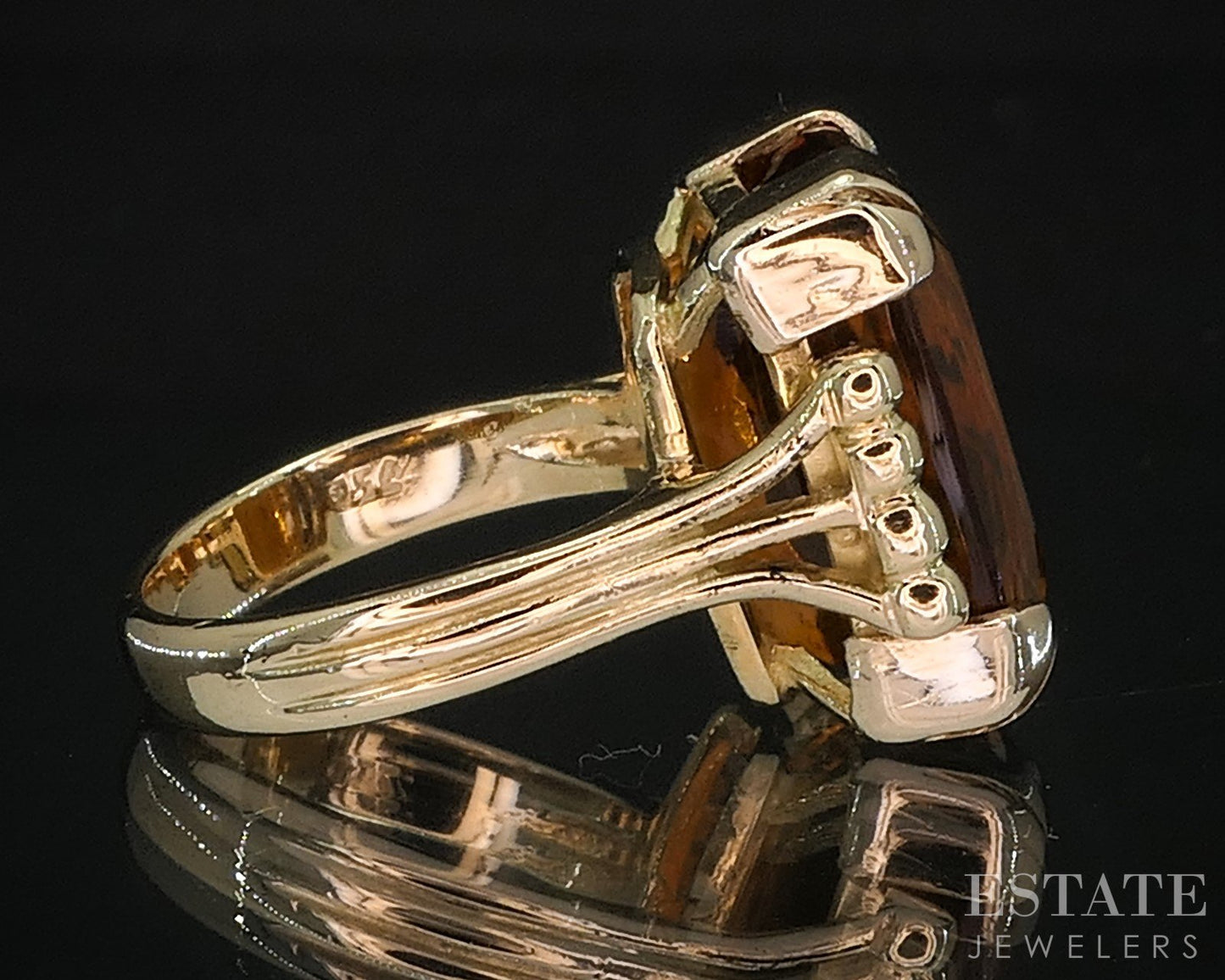 Vintage Retro 18k Yellow Gold 9ct Natural Citrine Ladies Ring 7g i20026