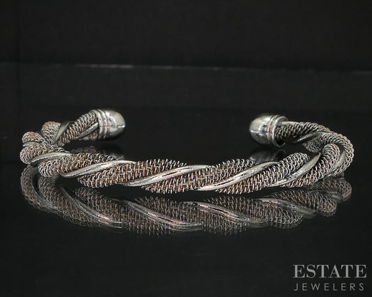 Sterling Silver Tiffany & Co. Twisted Mesh Ladies Cuff Bracelet 17g i20035
