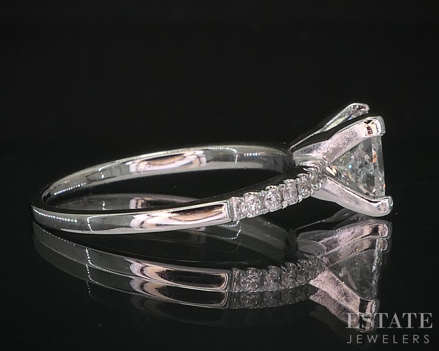 14k White Gold Princess GIA Natural 1.12ct Diamond Engagement Ring 2.1g i20031