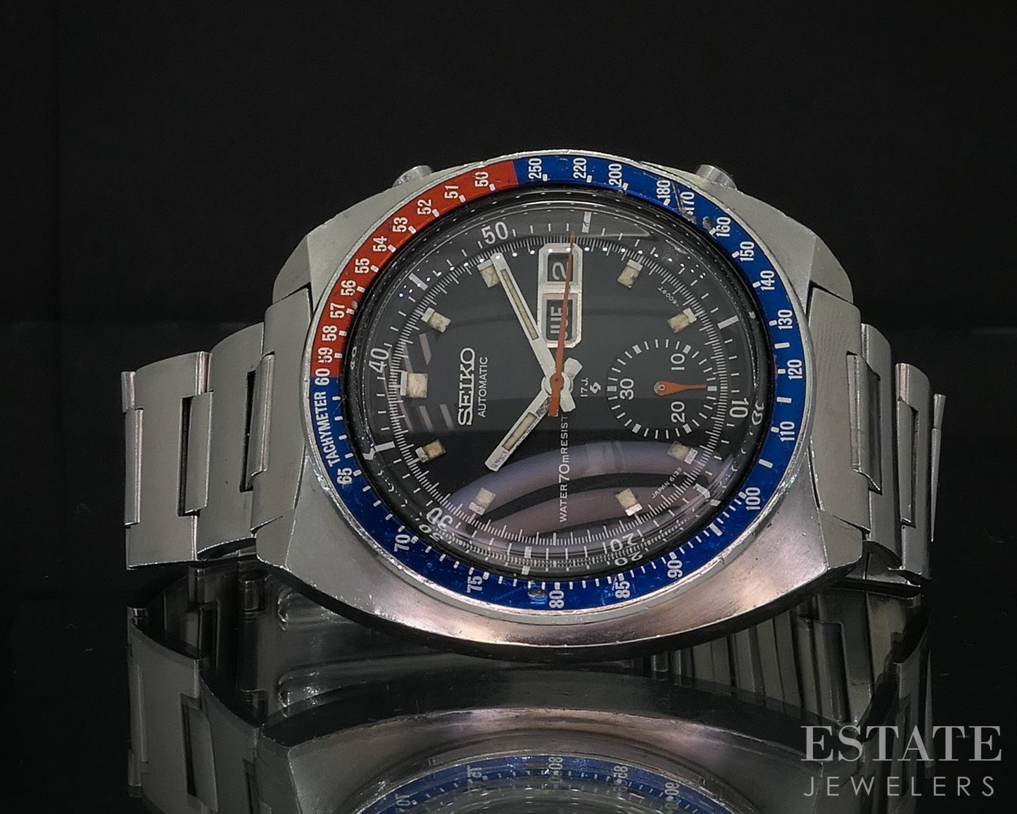 Vintage Seiko True Pogue Pepsi Automatic Chronograph 6139-6005 Mens Watch i20025