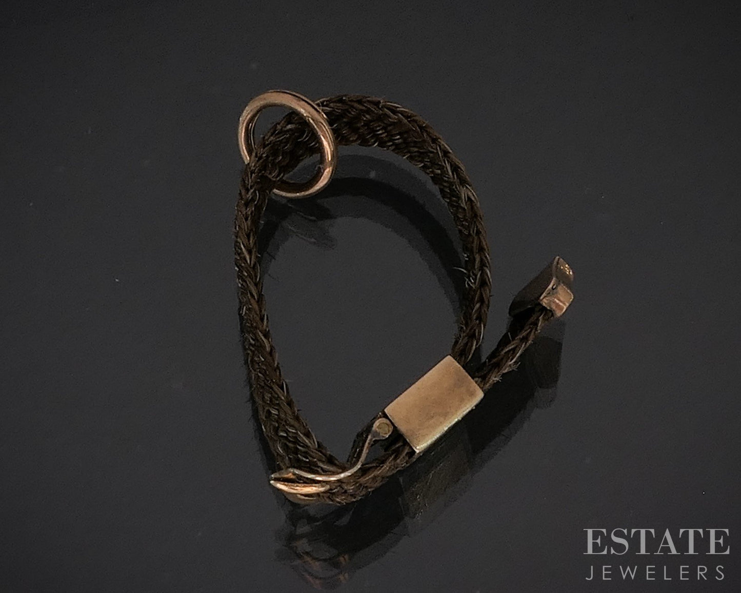 Antique Victorian 10k Yellow Gold Belt Style Hair Work Band Ring 0.7g i20038