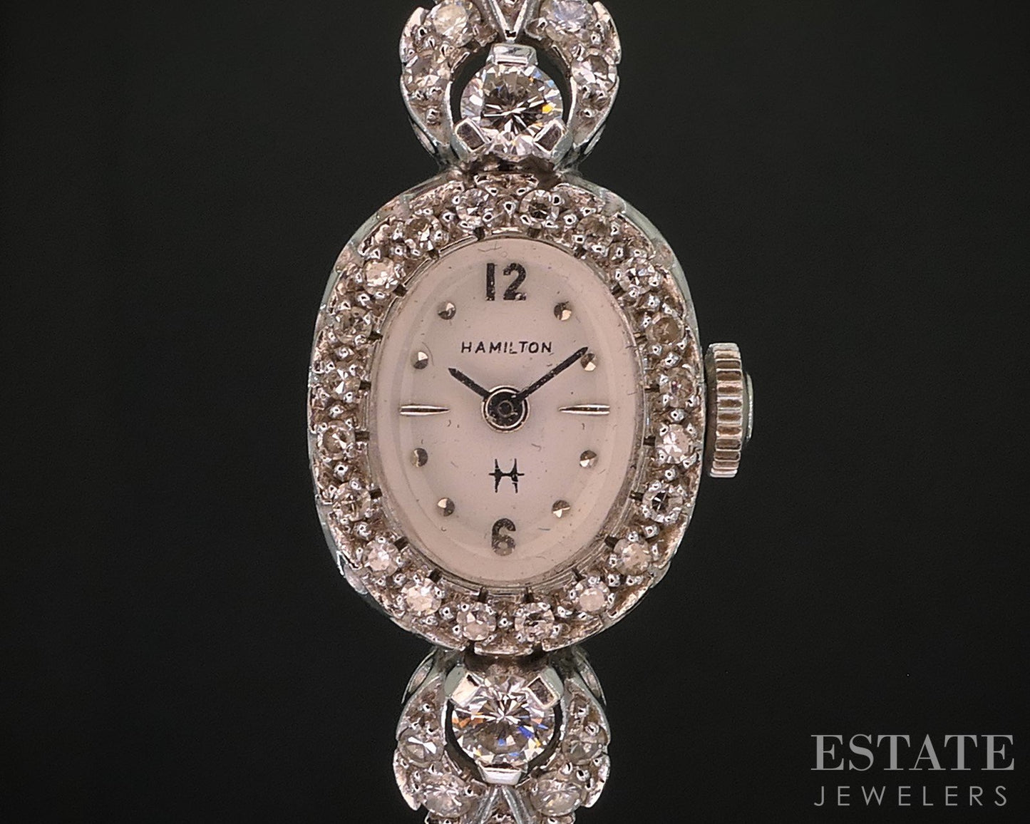 Antique 14k White Gold Natural 1ctw Diamond Hamilton 761 Ladies Watch 20g i20030