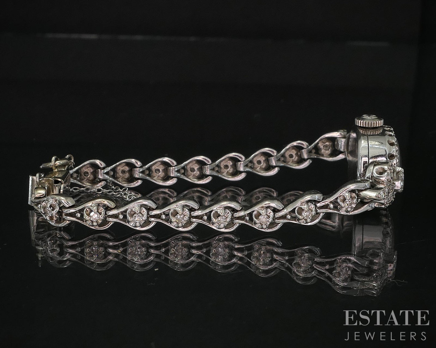 Antique 14k White Gold Natural 1ctw Diamond Hamilton 761 Ladies Watch 20g i20030