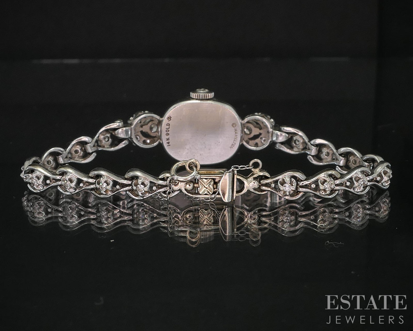 Antique 14k White Gold Natural 1ctw Diamond Hamilton 761 Ladies Watch 20g i20030