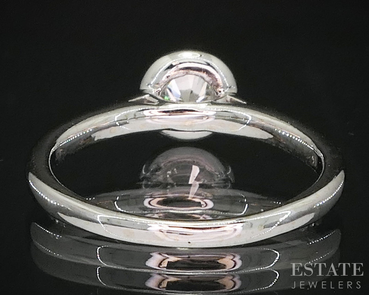 14k White Gold Round Natural .75ct Diamond Bezel Solitaire Ring 2.9g i20059