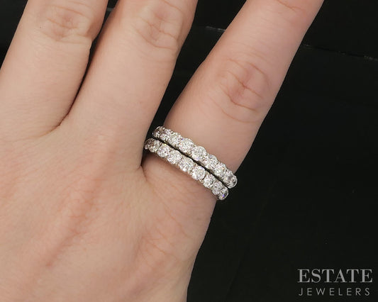 Matching 14k White Gold Natural 1.64ctw Diamond Wedding Band Set 8.2g i20090