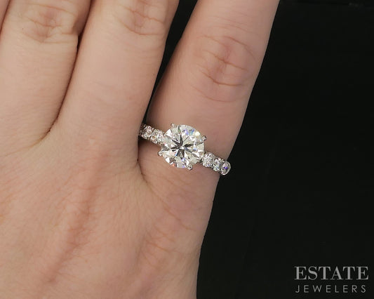 14k White Gold IGI Round Natural 3.40ctw Diamond Engagement Ring 6.2g i20089