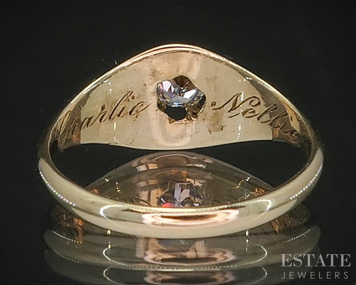 Antique 14k Yellow Gold European Natural .31ct Diamond Solitaire Ring i18857