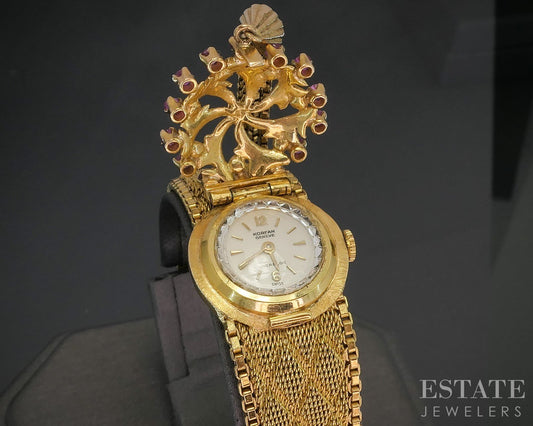 Vintage 18k Yellow Gold Natural Ruby Peek-a-Boo Tassel Ladies Watch 41.9g i20071