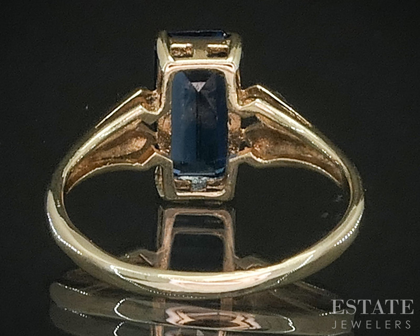 Vintage 10k Yellow Gold Natural Blue Topaz Ladies Ring 1.6g i20104b