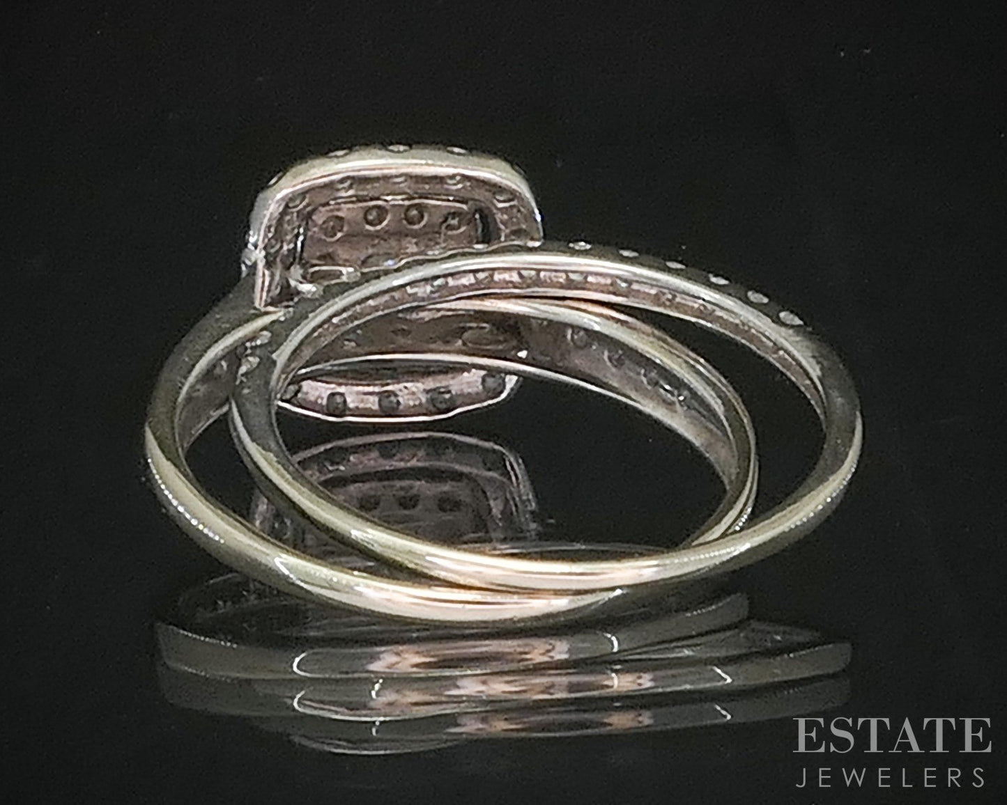 14k White Gold Princess Natural .40ctw Diamond Halo Wedding Set 3.6g i20100b