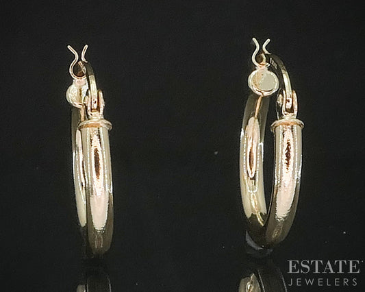 14k Yellow Gold 2mm Smooth Hoop Huggie Ladies Earrings 0.6g i20099b