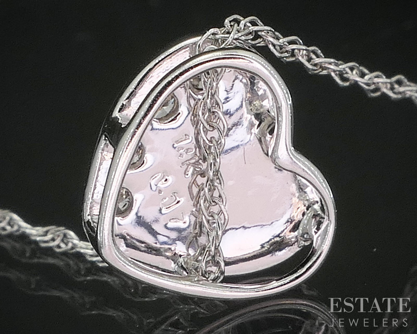 14k White Gold Natural Diamond Heart Ladies Necklace 1.9g 18"L i20108b
