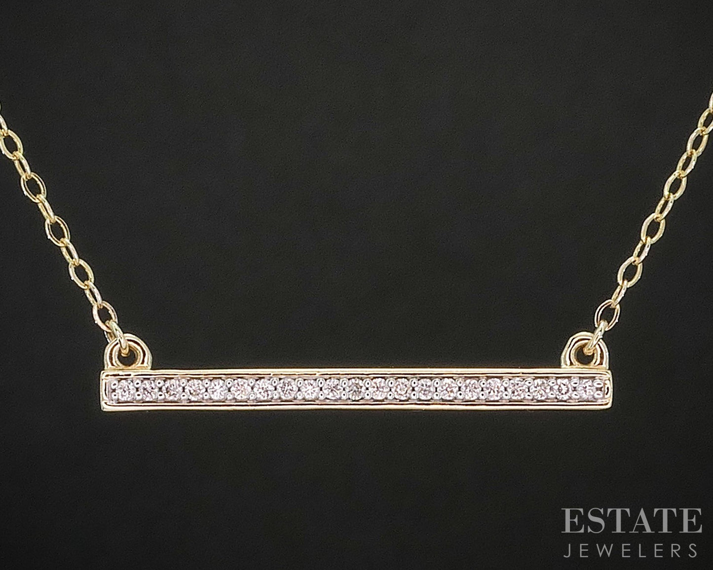 10k Yellow Gold Natural .11ctw Diamond Bar Ladies Necklace 1.9g 19"L i20109b